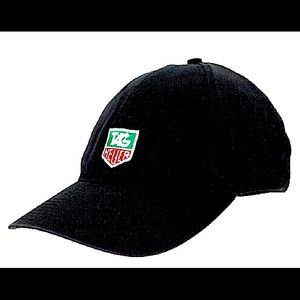 Vintage Nike Golf Hat Tag Heuer Embroidered Logo Black Strapback Cap. A+ Cond 👍